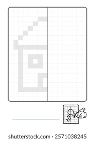 Complete the Symmetrical Drawing:  house (one page drawing task)
