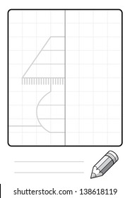 Complete the Symmetrical Drawing: Lamp (one page drawing task)