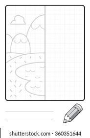 Complete the Symmetrical Drawing: Mountains (one page task)
