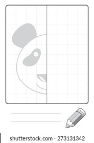 Complete the Symmetrical Drawing: Panda Bear (single page drawing task)