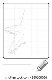 Complete the Symmetrical Drawing: Starfish (one page drawing task)