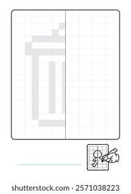 Complete the Symmetrical Drawing: trash bin (one page drawing task)
