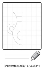 Complete the Symmetrical Drawing: Vase (one page drawing task)