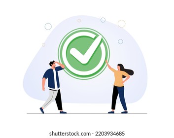 Complete Task, Accomplishment Or Project Done Checklist, Success Or Achievement Checkbox, Job Done Concept, Happy Business People Celebrate Completed Checkmark After Finish Responsible Project.