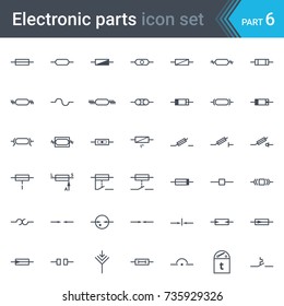 Complete vector set of electric and electronic circuit diagram symbols and elements - fuses and electrical protection symbols