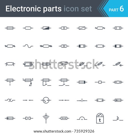 Complete vector set of electric and electronic circuit diagram symbols and elements - fuses and electrical protection symbols