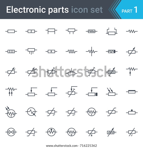 Complete Vector Set Electric Electronic Circuit Stock Vector (Royalty ...