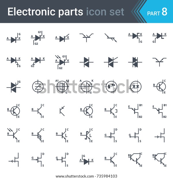 Complete Vector Set Electric Electronic Circuit Stock Vector (Royalty ...