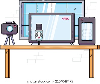 Complete Video Blogging Setup Illustrated Concept