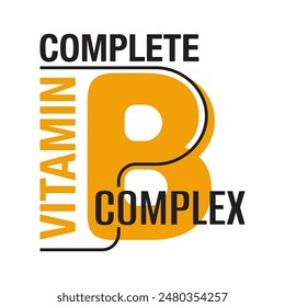 Complete vitamin B complex flat icon. Healthy nutrition supplements that play main roles in metabolism