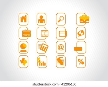 colección completa de iconos web, naranja