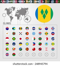 Complete world flag collection, round shapes, Islands