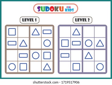 Complete with your pencil the missing parts  of the sudoku, Sudoku for kids, educational game, mental task, logical challenge,