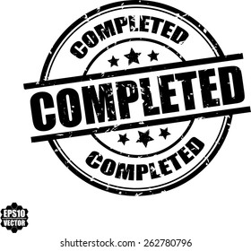 Completed black rubber stamp on white background, vector illustration 