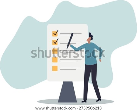 Completed checklist, finishing project tasks or work done conclusion, project management or process plan.human life and situation.