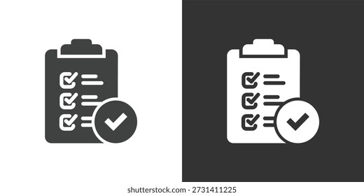Icono de lista de comprobación completada. Icono de la serie de glifos sólidos