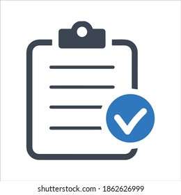 Completed checklist icon. Vector and glyph