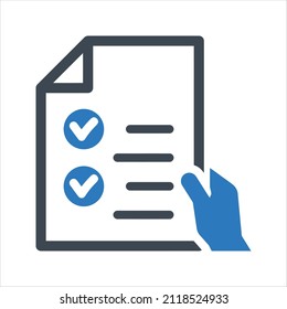 Completed checklist icon. Vector and glyph