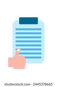 Completed document icon. Vector icon retro pixelated style