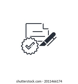Completed document. Vector linear icon isolated on white background