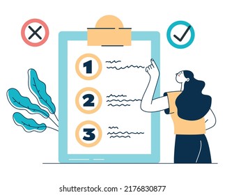 Completed filling checklist isolated simple concept. Vector flat graphic design illustration