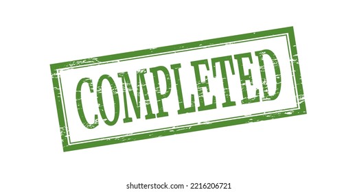 'COMPLETED' green rubber stamp over a white background.