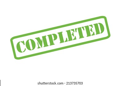 'COMPLETED' green rubber stamp vector over a white background.