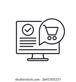 completed order, confirm purchase line icon with shopping cart