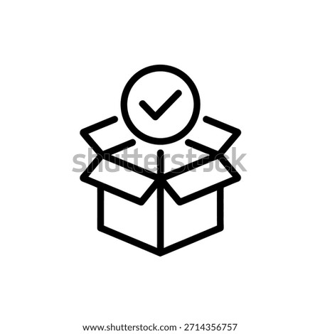 Completed Order Delivery Package Box with a Check Mark Done Inspected Success