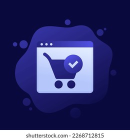 completed order icon with shopping cart, vector design