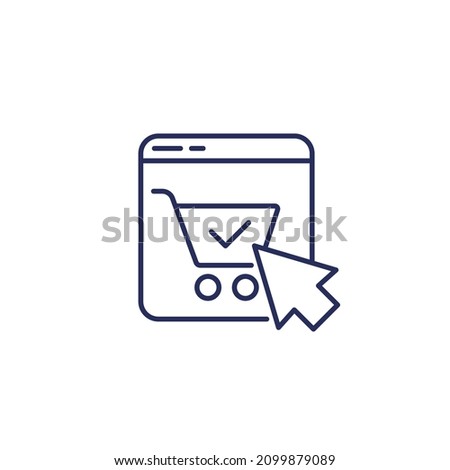 completed order line icon with shopping cart, vector