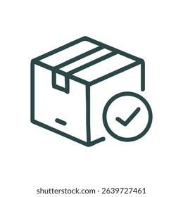 Completed package delivery graphic. Icon symbol illustration