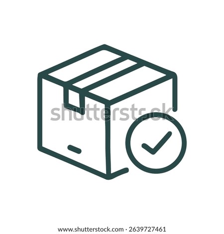 Completed package delivery graphic. Icon symbol illustration