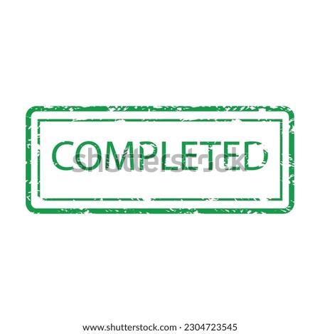 Completed rubber stamp for paper work in office. Vector illustration. Green ink concept, verification approval, office paperwork watermark, retro grunge rubber stamp, managment organization