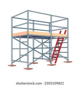 Completed safety standard of scaffolding installation. 3D vector illustration of construction work equipment.