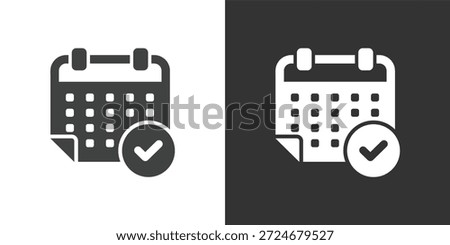 Completed Scheduling icon. Solid glyph series icon