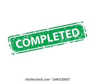 Completed sign sticker. Stamp vector texture