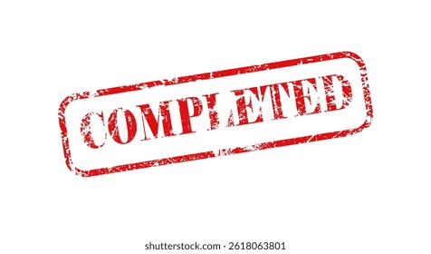 Completed stamp icon with grunge rubber isolated on White background