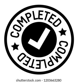 completed stamp on white background. Sign, label, sticker.