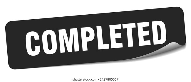completed sticker. completed rectangular label isolated on white background