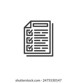 Completed Task line icon. linear style sign for mobile concept and web design. To do list with checkmark outline vector icon. Symbol, logo illustration. Vector graphics