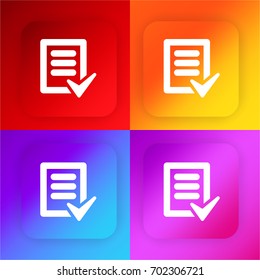 Completed tasks four color gradient app icon set