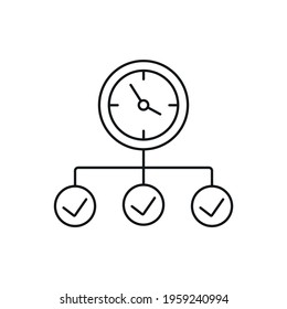 Completed tasks linear icon. Time management. Thin line customizable illustration. Contour symbol. Vector isolated outline drawing. Editable stroke