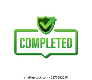 Completed tick, Checkmark stamp, sticker. Vector stock illustration.