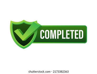 Marca completa, marca de verificación, etiqueta adhesiva. Ilustración de material vectorial.