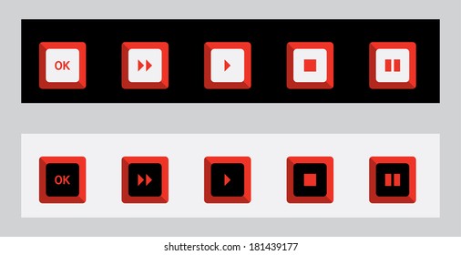 Completely flat buttons: no gradients, no transparency, etc.