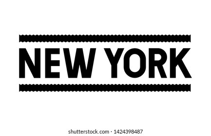 Completely hand made New York font, icon, inscription, stamp.