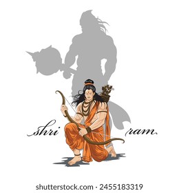 Completely hand-drawn vector image, An illustration of Lord Ram, Hindu God Rama vector art