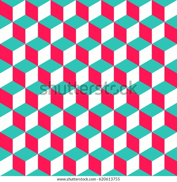 完全にシームレスで抽象的な立方体パターン カラフルなデザイン 幾何学的な3dベクター画像壁紙 立方体パターンの背景 のベクター画像素材 ロイヤリティフリー