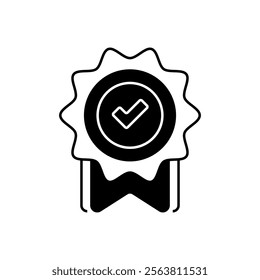 Completion Badge Glyph Icon. linear style sign for mobile concept and web design. Outline vector icon.